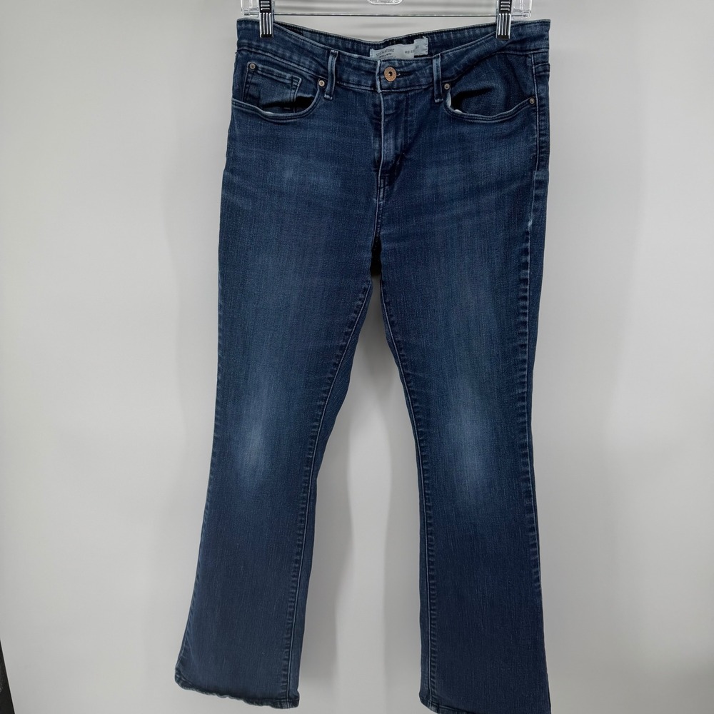 Levi Strauss Signature Women Blue Denim Bootcut Jeans‎ Mid Rise Stretch Size 10